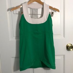 Lululemon Green & White Workout Tank top L